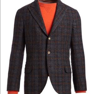 Brunello Cucinelli Glen Plaid Wool Men Blazer